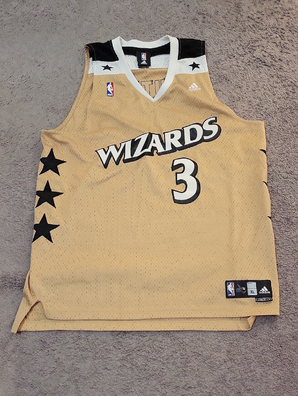 adidas Washington Wizards Black and Gold NBA Jersey Butler #3 Signed XL